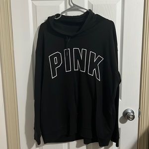 Pink black cowl neck sweatshirt